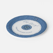 ブルージャン、ステッチとボタン男の赤ちゃんシャワー ペーパープレート (アングル)