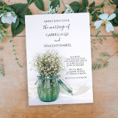 ブルージャーに咲く白い赤結婚児の息 招待状