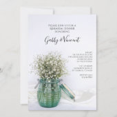 ブルージャールリハーサルディナーで白い赤ちゃん息 招待状 (正面)