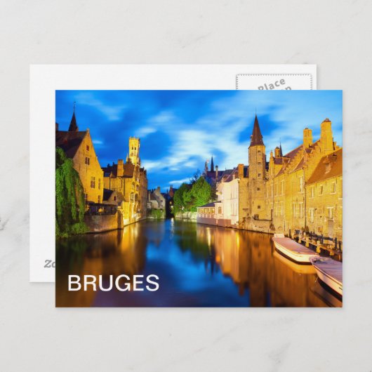 ブルージュの夕日。ベルギー ポストカード (正面/裏面)