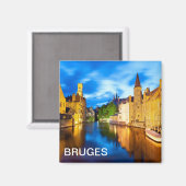 ブルージュの夕日。ベルギー マグネット (正面/裏面)