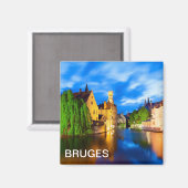 ブルージュの夕日。ベルギー マグネット (正面/裏面)