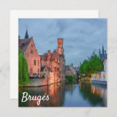 ブルージュの夜の旧市街と鐘楼 (正面/裏面)