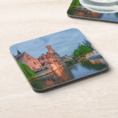 ブルージュの夜の旧市街と鐘楼 コースター (左側)