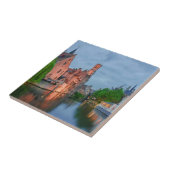 ブルージュの夜の旧市街と鐘楼 タイル (側面)