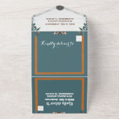 ブルージュエリー フラワー ウェディング オールインワン招待状 (外側)