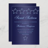 ブルージュエルスタースウィート16誕生日招待状 招待状 (正面/裏面)
