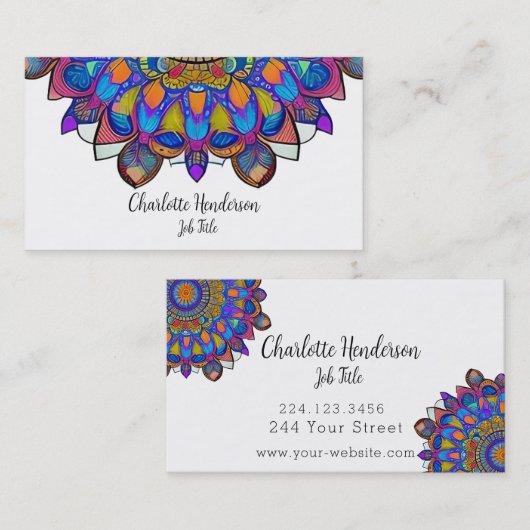 ブルージュエルマンダラビジネスカード 名刺 (正面/裏面)