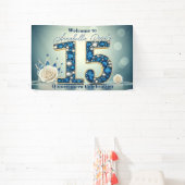 ブルージュエル＆シルバークラウン 15歳の誕生日パーティー 横断幕 (インサイチュ)