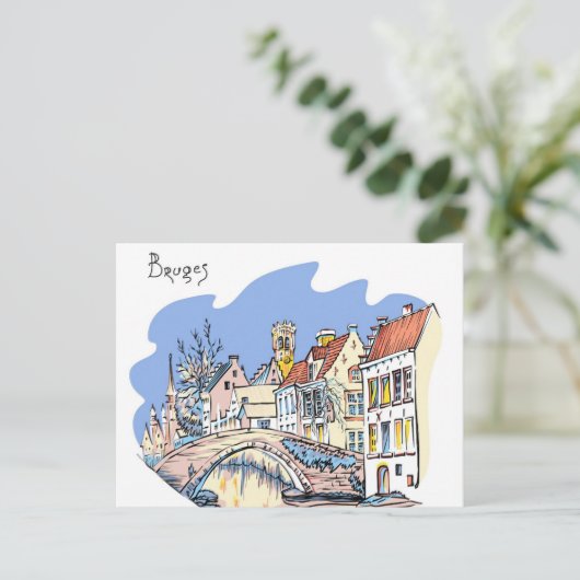 ブルージュカナルベルギーイラストレーショントラベル ポストカード (スタンド正面)