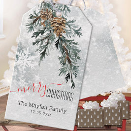 ブルージュニパーバウパインコンスノウウッドランド ギフトタグ