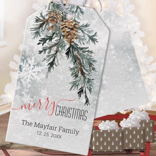 ブルージュニパーバウパインコンスノウウッドランド ギフトタグ