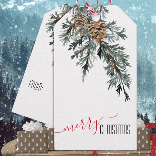 ブルージュニパーブランチコーンメリークリスマス ギフトタグ