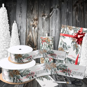 ブルージュニパーブランチブッシュコーンメリークリスマス サテンリボン