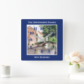 ブルージュベルギーウォーターカラーブルースクエアフレーム スクエア壁時計 (ホーム)