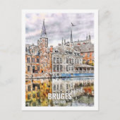 ブルージュベルギートラベルプレイスウォーターカラー ポストカード (正面)