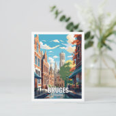 ブルージュベルギー有名な旅行スポット ポストカード (スタンド正面)