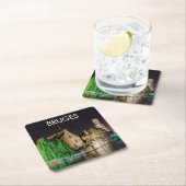 ブルージュ旧市街と鐘楼 スクエアペーパーコースター (インサイチュ)