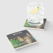 ブルージュ旧市街と鐘楼 ストーンコースター (横)