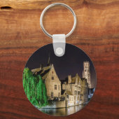 ブルージュ絵画の旧市街と鐘楼 キーホルダー (正面)