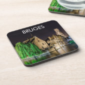 ブルージュ絵画の旧市街と鐘楼 コースター (左側)