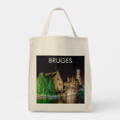 ブルージュ絵画の旧市街と鐘楼 トートバッグ (裏面)