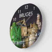 ブルージュ絵画の旧市街と鐘楼 ラージ壁時計 (傾斜)