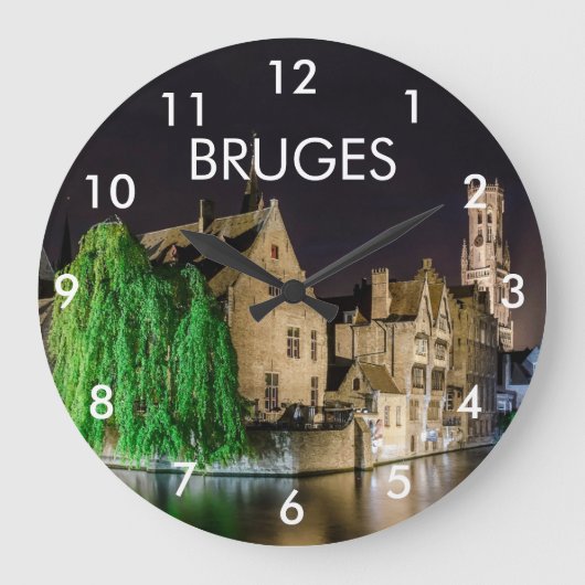 ブルージュ絵画の旧市街と鐘楼 ラージ壁時計 (正面)