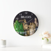 ブルージュ絵画の旧市街と鐘楼 ラージ壁時計 (ホーム)