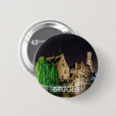ブルージュ絵画の旧市街と鐘楼 缶バッジ (正面&裏面)