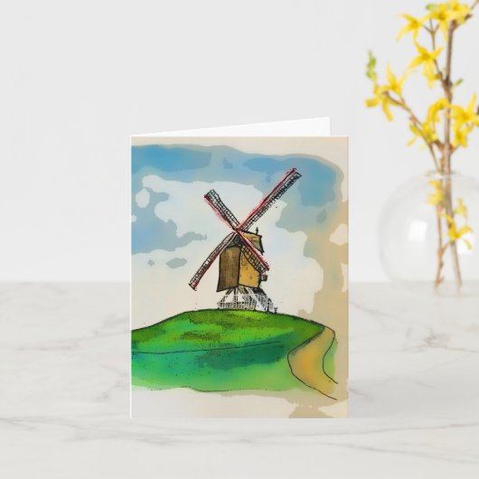 ブルージュ風車 カード (黄色い花)