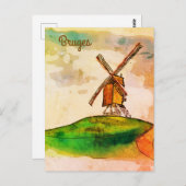 ブルージュ風車 ポストカード (正面/裏面)