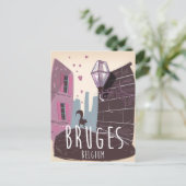 ブルージュ、ベルギーの漫画旅行ポスター ポストカード (スタンド正面)