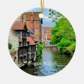 ブルージュ、ベルギー風景写真 セラミックオーナメント (正面)
