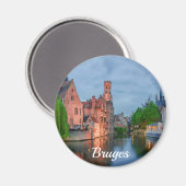 ブルージュ・マーニュの夜の旧市街と鐘楼 マグネット (正面/裏面)