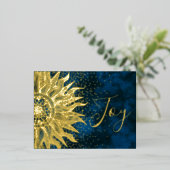 ブルージョイエレガントボホサンマンダラクリスマス金ゴールド 箔シーズンポストカード (立ち正面)