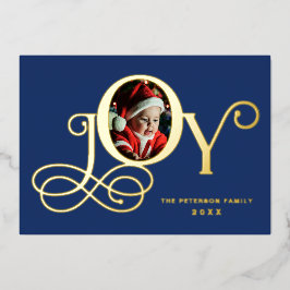 ブルージョイ実在フォトゴルゴールドフォイルホリデーカード 箔シーズンカード