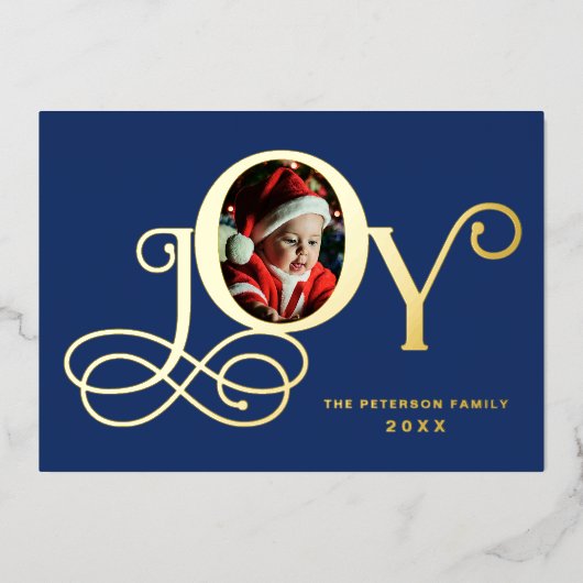 ブルージョイ実在フォトゴルゴールドフォイルホリデーカード 箔シーズンカード (正面)