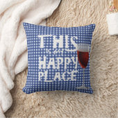 ブルージンガムに赤ワインと引用文 クッション (ブランケット)