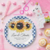 ブルージンガムひまわり感謝していの愛と結婚の愛 ペーパープレート (パーティー)