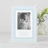 ブルージンガム甘シンプルい誕生1枚 案内状 (スタンド正面)