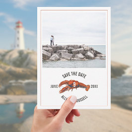 ブルージンガム素朴ロブスター結婚の写真 セーブザデート