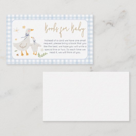 ブルージンガム間抜けガチョウ赤ちゃんシャワーベビー エンクロージャーカード (正面/裏面)