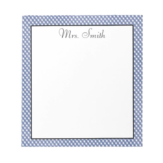 ブルージンガ市松模様にム ノートパッド (正面)