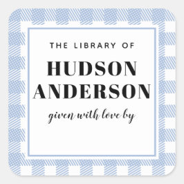 ブルージンガ淡い色のムプレイド男の赤ちゃんブックプレート スクエアシール