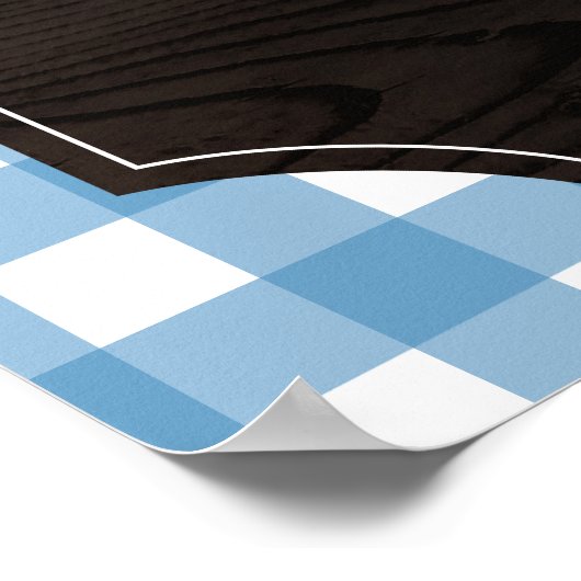 ブルージンガ素朴ムサンフラワーズモノグラムモモモザバー ポスター (角)