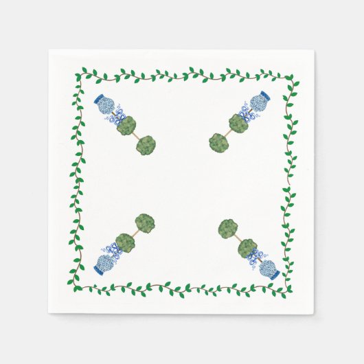 ブルージンジャージャースジャースジャールトピアリーつる植物布ナプキン スタンダードカクテルナプキン (正面)