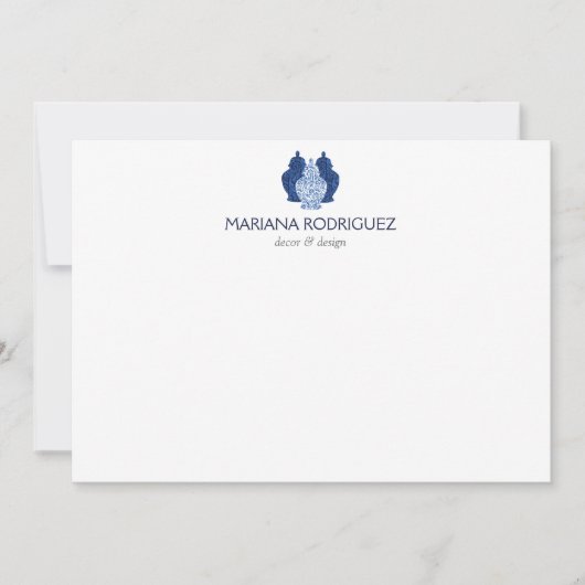 ブルージンジャージャースポテエレガントリートフラットノテカード ノートカード (正面)