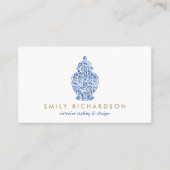 ブルージンジャージャー瓶の陶器ロゴデザイナー白/青 名刺 (正面)