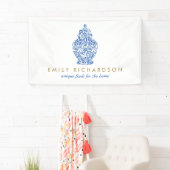 ブルージンジャージャー瓶の陶器ロゴデザイナー白/青 横断幕 (インサイチュ)